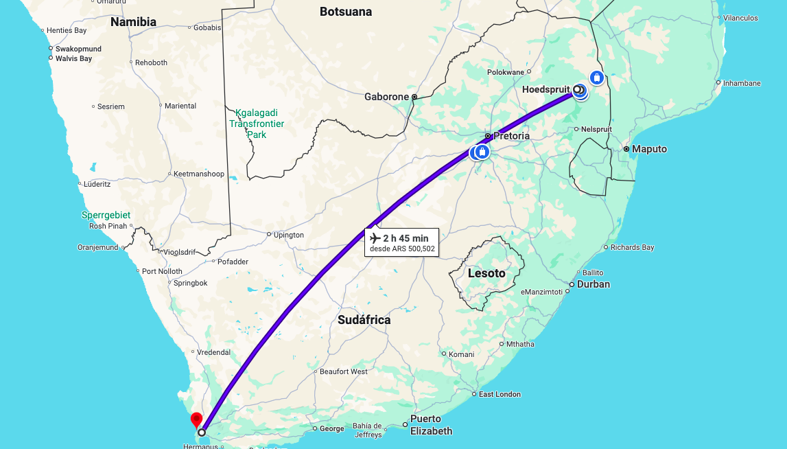 Vuelo interno a Cape Town